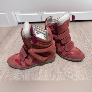 Isabel Marant red wedge sneakers size 41